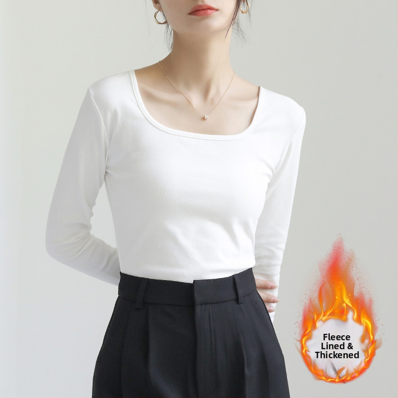 Тениска с дълги ръкави, квадратна яка, стегната кройка, 90–95% памук, нормална дължина 50–65 см