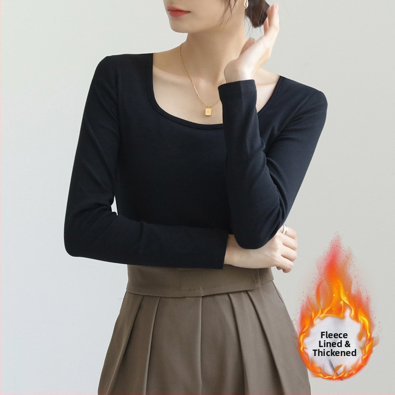 Тениска с дълги ръкави, квадратна яка, стегната кройка, 90–95% памук, нормална дължина 50–65 см