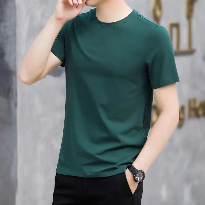 Μπλουζάκι κορεατικού στυλ, στρογγυλός λαιμός, κοντά μανίκια, 96% πολυεστέρας