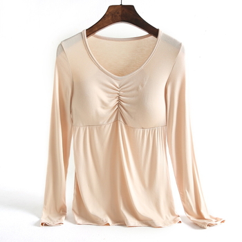 Modal тениска с дълъг ръкав, кръгло деколте, пуловер стил