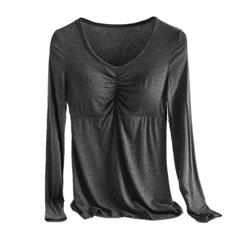 Modal тениска с дълъг ръкав, кръгло деколте, пуловер стил