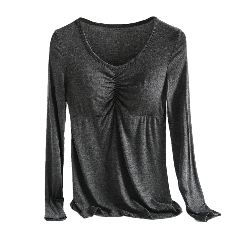 Modal тениска с дълъг ръкав, кръгло деколте, пуловер стил