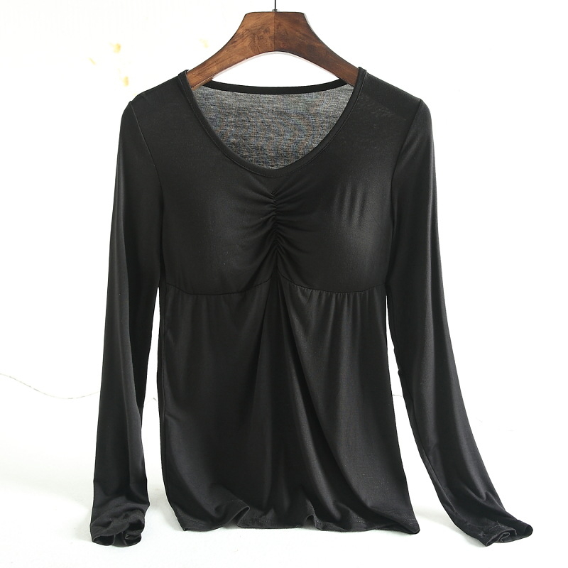 Modal тениска с дълъг ръкав, кръгло деколте, пуловер стил