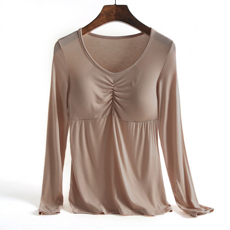 Modal тениска с дълъг ръкав, кръгло деколте, пуловер стил