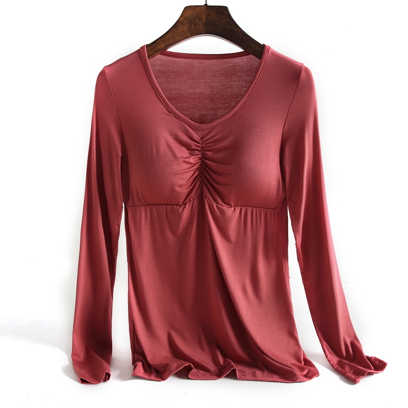 Modal тениска с дълъг ръкав, кръгло деколте, пуловер стил