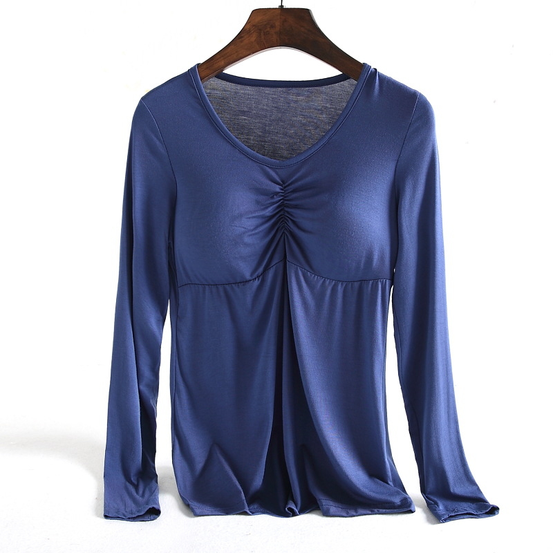 Modal тениска с дълъг ръкав, кръгло деколте, пуловер стил