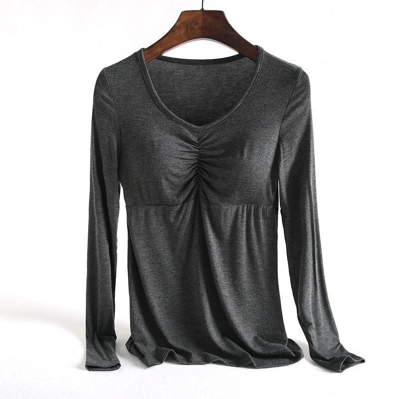 Modal тениска с дълъг ръкав, кръгло деколте, пуловер стил