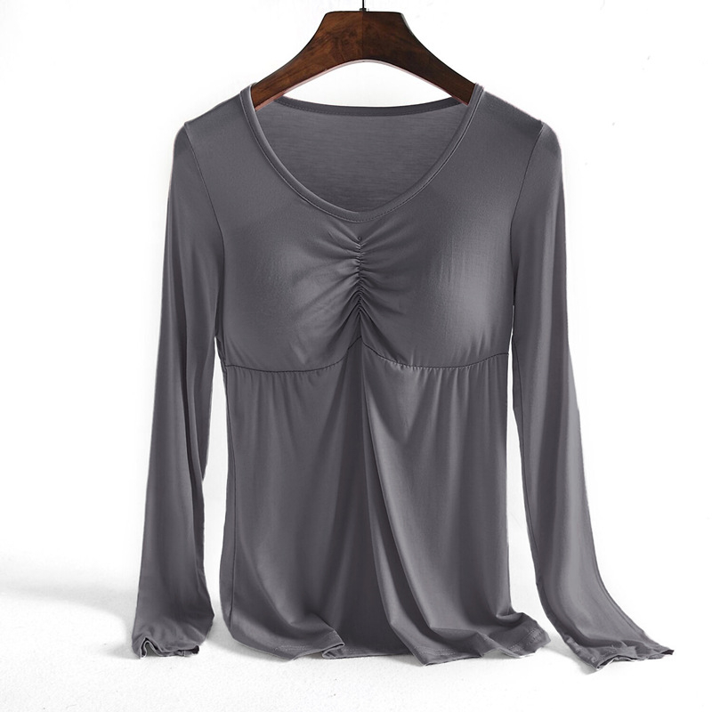 Modal тениска с дълъг ръкав, кръгло деколте, пуловер стил