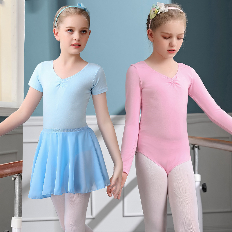 Bērnu baleta leotards ar garām piedurknēm, 95% kokvilna, iekšējā odere no kokvilnas, mūsdienu dejai