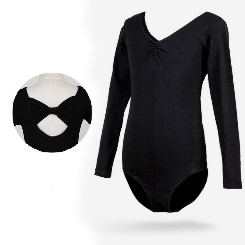 Bērnu baleta leotards ar garām piedurknēm, 95% kokvilna, iekšējā odere no kokvilnas, mūsdienu dejai