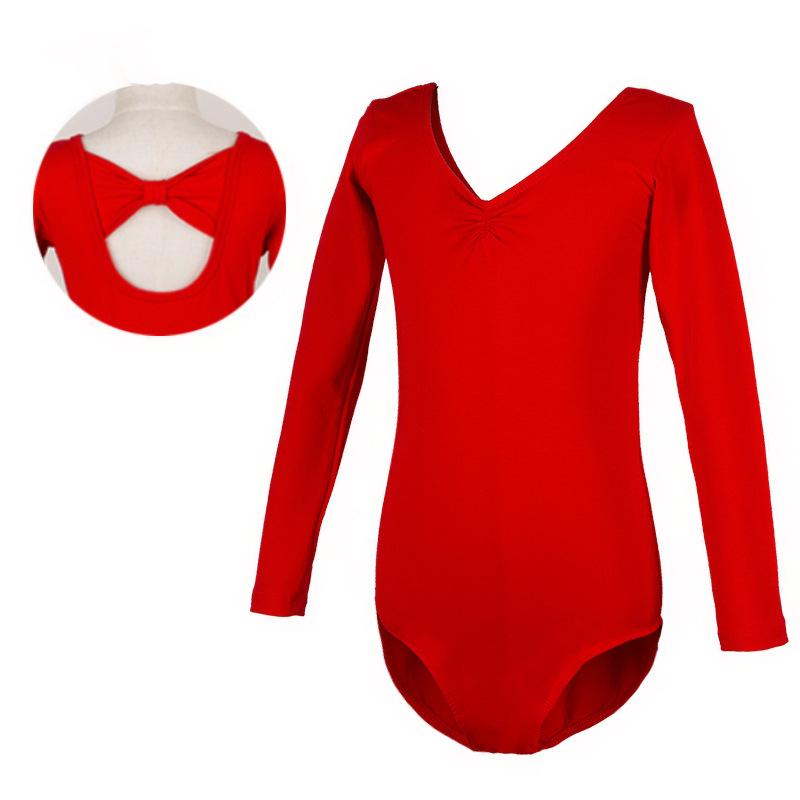 Bērnu baleta leotards ar garām piedurknēm, 95% kokvilna, iekšējā odere no kokvilnas, mūsdienu dejai