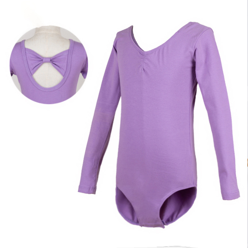 Bērnu baleta leotards ar garām piedurknēm, 95% kokvilna, iekšējā odere no kokvilnas, mūsdienu dejai