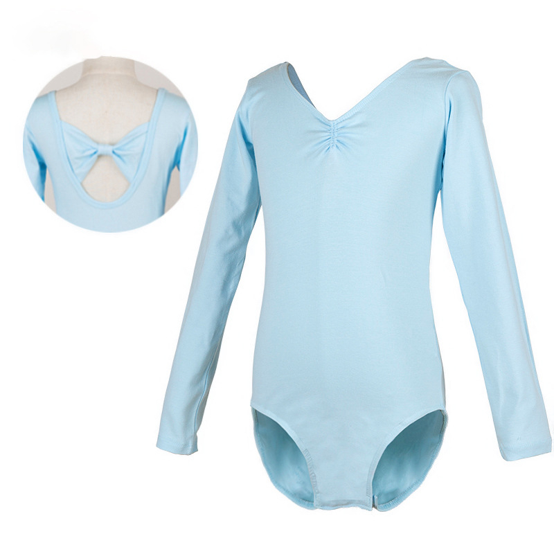Bērnu baleta leotards ar garām piedurknēm, 95% kokvilna, iekšējā odere no kokvilnas, mūsdienu dejai