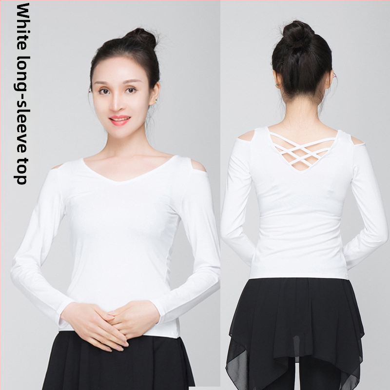 Sieviešu mugurai atvērtu topu modernā deju stilā – modālais audums, vienkrāsains raksts, piemērots latīņu un etniskajām dejām, pieaugušajiem