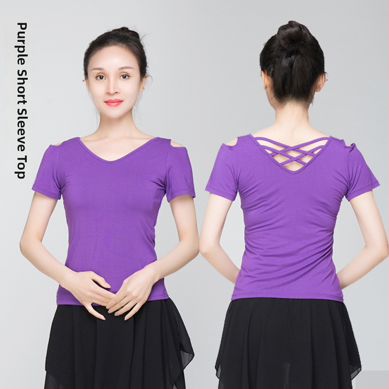 Sieviešu mugurai atvērtu topu modernā deju stilā – modālais audums, vienkrāsains raksts, piemērots latīņu un etniskajām dejām, pieaugušajiem