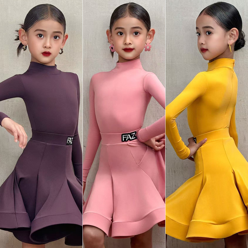 Laste latino tantsukostüüm tüdrukutele, premium võistlus- ja esinemisriided, peamine materjal nailon 80-90%, 2025. aasta kevad, hiina stiil, kirjanduslik retro