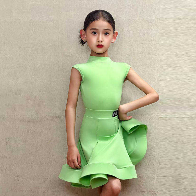 Laste latino tantsukostüüm tüdrukutele, premium võistlus- ja esinemisriided, peamine materjal nailon 80-90%, 2025. aasta kevad, hiina stiil, kirjanduslik retro