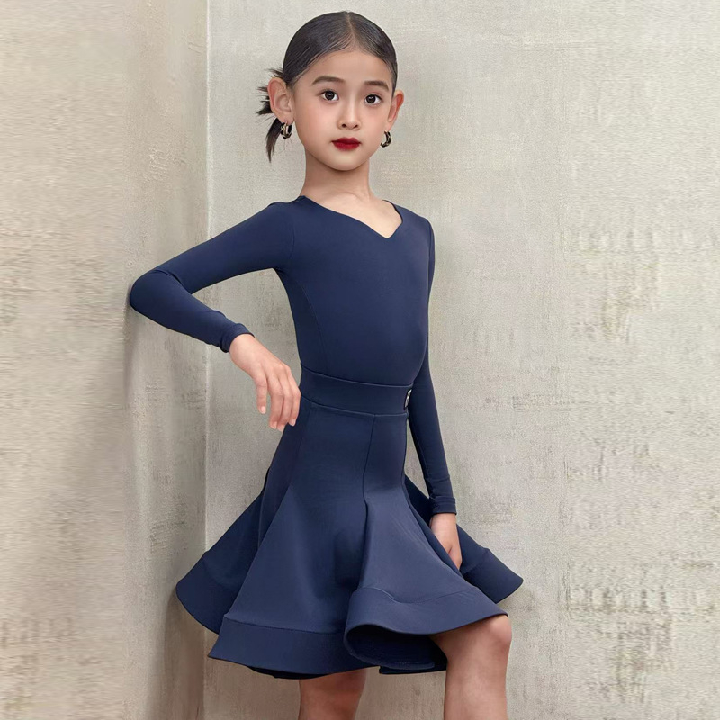 Laste latino tantsukostüüm tüdrukutele, premium võistlus- ja esinemisriided, peamine materjal nailon 80-90%, 2025. aasta kevad, hiina stiil, kirjanduslik retro