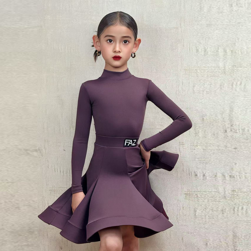 Laste latino tantsukostüüm tüdrukutele, premium võistlus- ja esinemisriided, peamine materjal nailon 80-90%, 2025. aasta kevad, hiina stiil, kirjanduslik retro