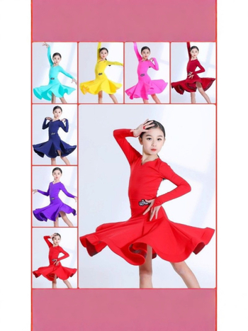 Vaikų latino šokių pasirodymo suknelė – mergaitėms, 100% spandeksas, stilius 3404569, vaikams virš 8 metų