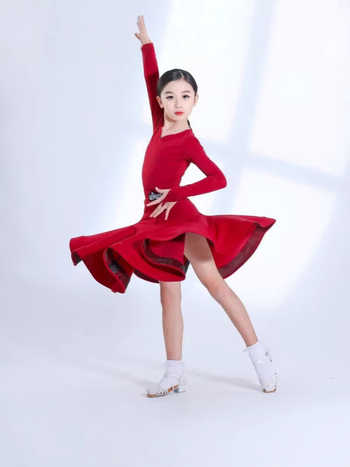 Vaikų latino šokių pasirodymo suknelė – mergaitėms, 100% spandeksas, stilius 3404569, vaikams virš 8 metų