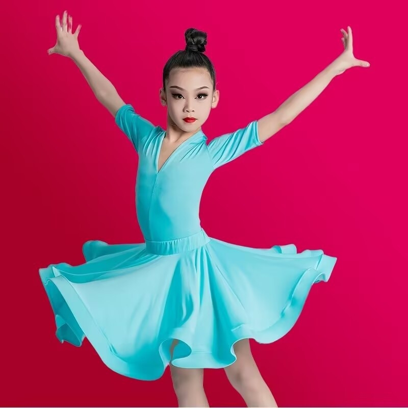 Vaikų latino šokių pasirodymo suknelė – mergaitėms, 100% spandeksas, stilius 3404569, vaikams virš 8 metų