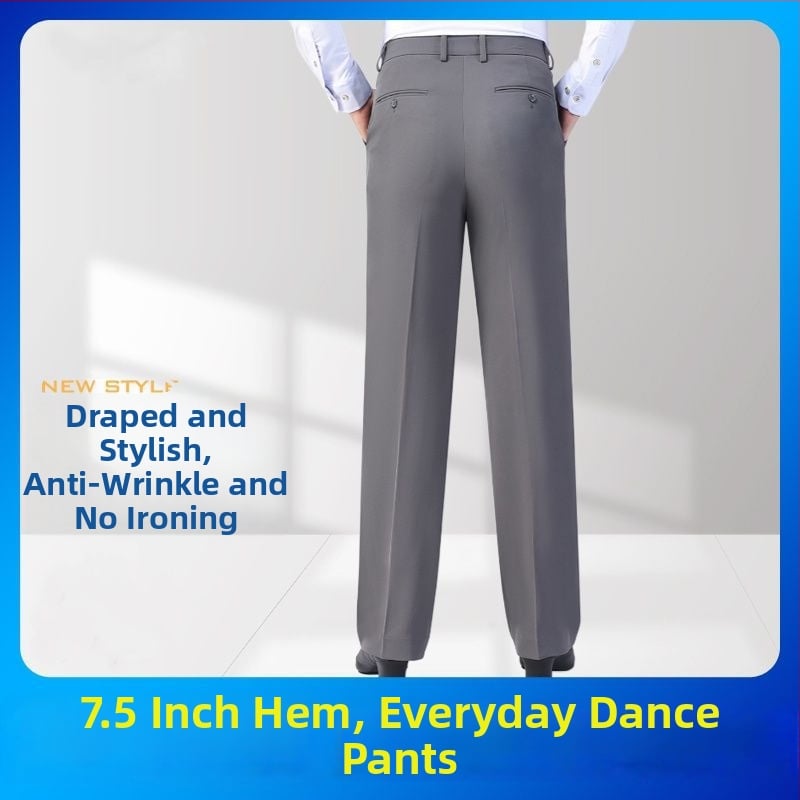 Vīriešu deju bikses Latīņu baleta standarta, nacionālais standarts, mūsdienīga augsta vidukļa, taisns griezums, poliesters, 100% poliesters, deju apģērbs