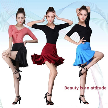 Latīņu deju svārki ar spalvām sievietēm, kokvilnas-elastāna audums 91–95% elastāns, iekšējā odere elastāns 91–95%, vasara, modernā deju kostīms