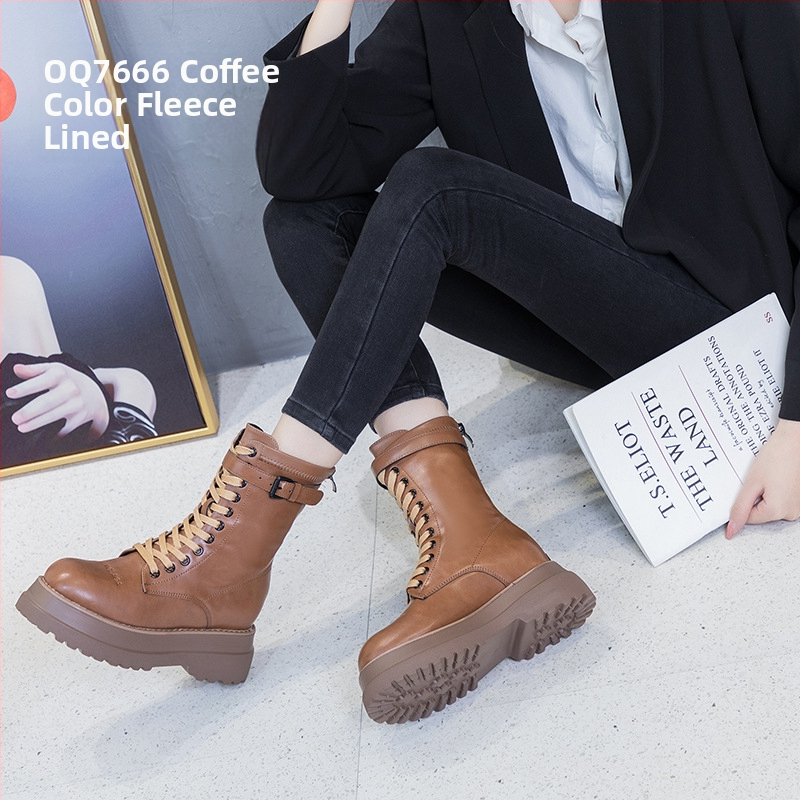 Moteriški Martin batai su mikropluošto viršumi, PU padas, aukštas šarvas, apvali nosis, šoninis užsegimas