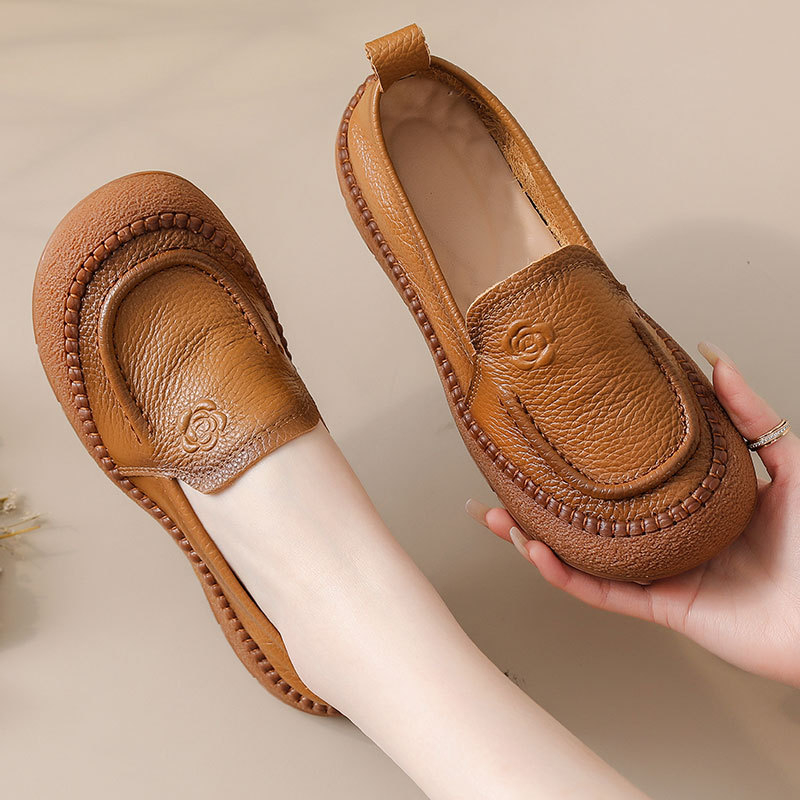 Ženske mokasine od kože prvog reda, gumeni potplat, prozračne, protuklizno, ručno šivane