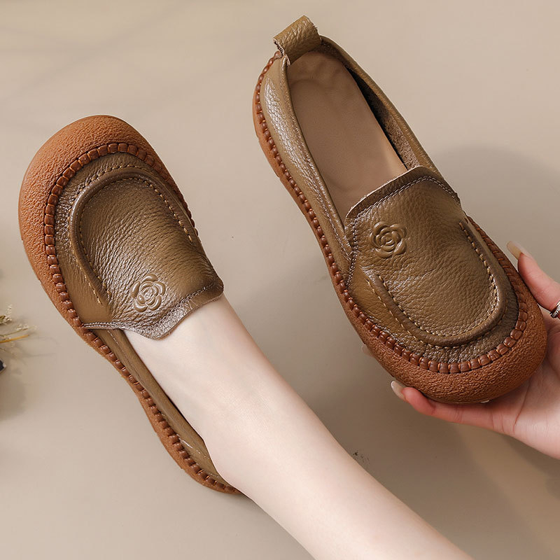 Ženske mokasine od kože prvog reda, gumeni potplat, prozračne, protuklizno, ručno šivane