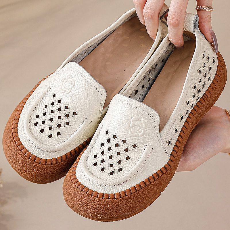 Ženske mokasine od kože prvog reda, gumeni potplat, prozračne, protuklizno, ručno šivane