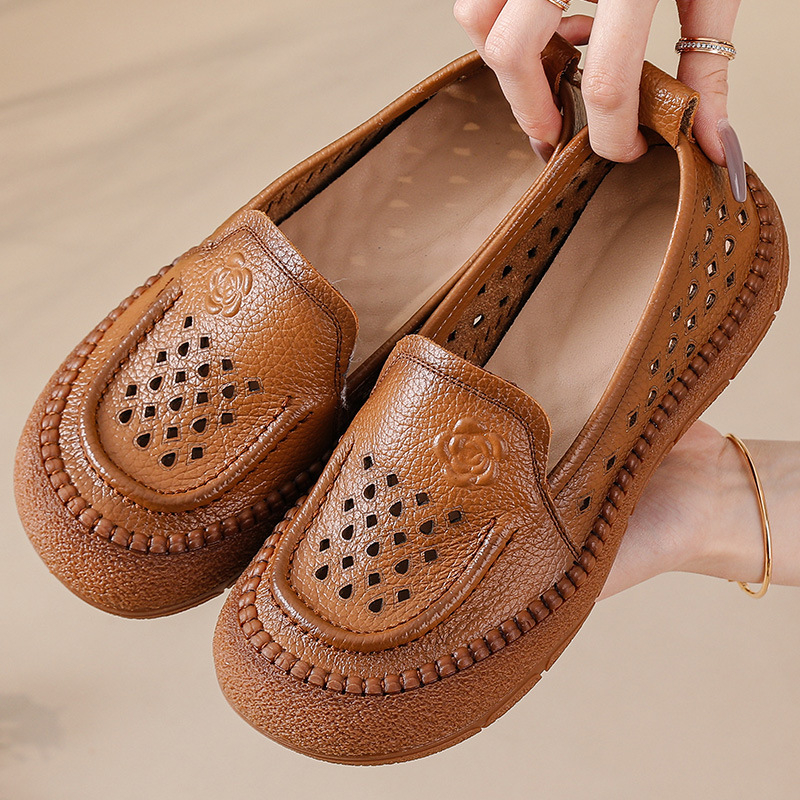 Ženske mokasine od kože prvog reda, gumeni potplat, prozračne, protuklizno, ručno šivane