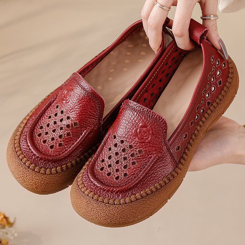 Ženske mokasine od kože prvog reda, gumeni potplat, prozračne, protuklizno, ručno šivane