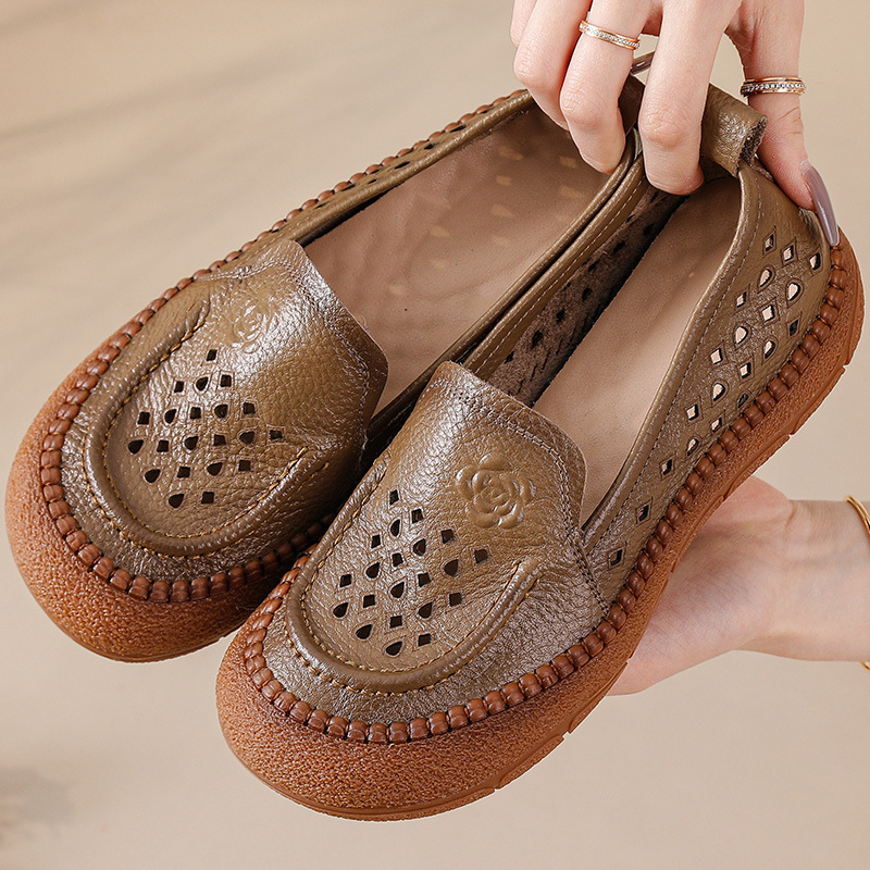 Ženske mokasine od kože prvog reda, gumeni potplat, prozračne, protuklizno, ručno šivane