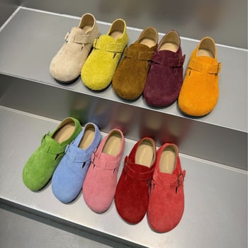 Ženske loaferice s retro stilom, gornji dio od prvog sloja teleće kože, zaobljeni vrh, slip-on zatvaranje