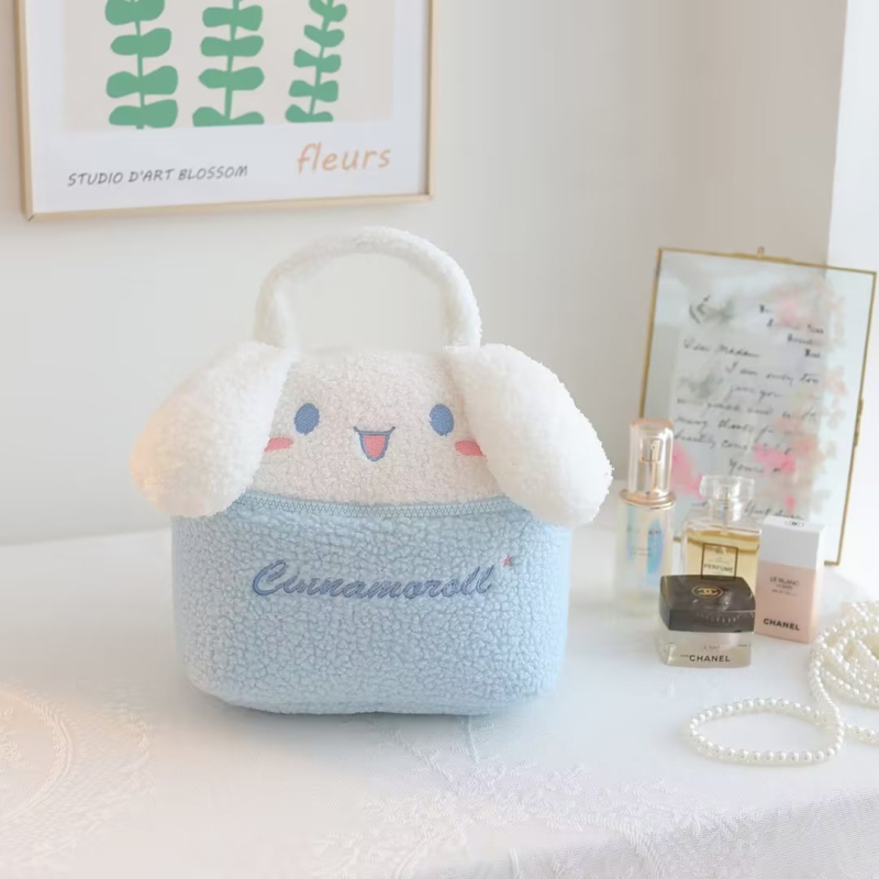 Pliša kosmētikas soma kubiskas formas, daudzfunkcionāla, ceļojumiem, kosmētikas uzglabāšanai, japāņu stils