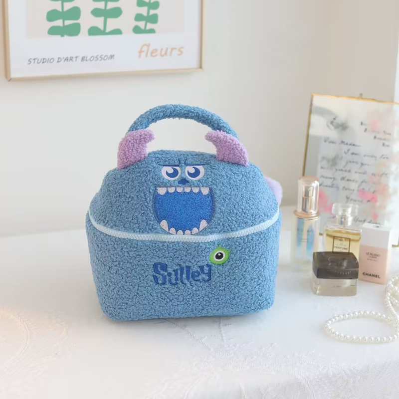 Pliša kosmētikas soma kubiskas formas, daudzfunkcionāla, ceļojumiem, kosmētikas uzglabāšanai, japāņu stils