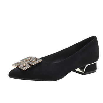 Naiste lamedad kingad terava ninaga, veluur pealne, madal paks kont, kummist tald