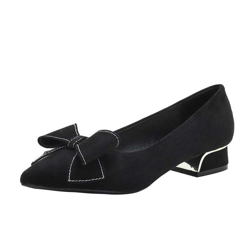 Naiste lamedad kingad terava ninaga, veluur pealne, madal paks kont, kummist tald