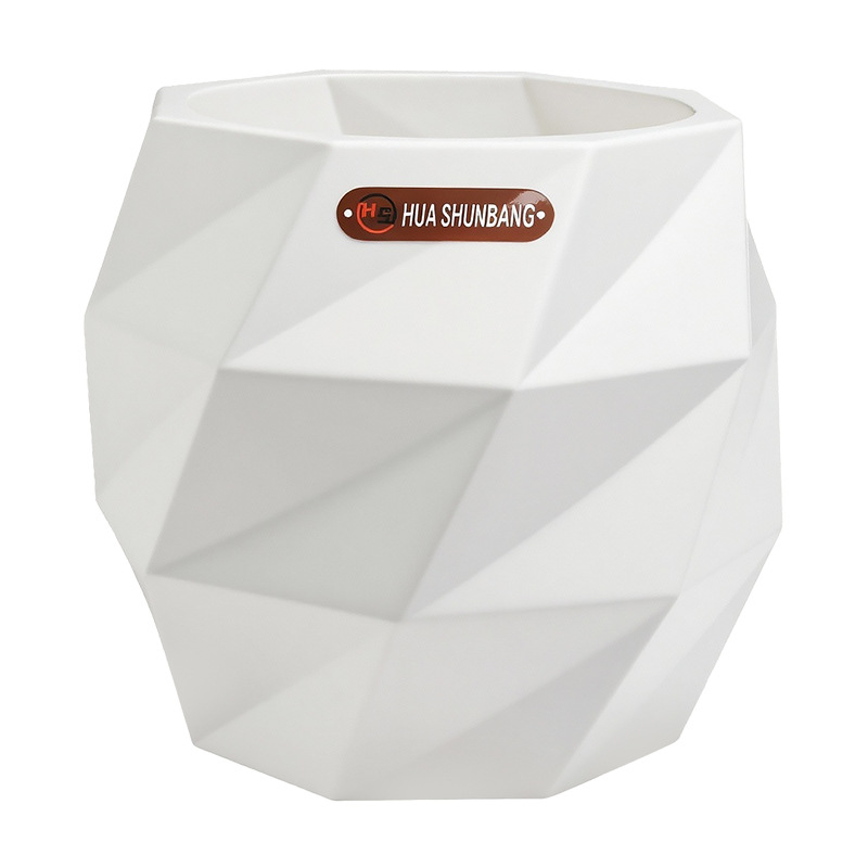 Rombinės formos gėlių indas iš dervos, grindinis laikiklis, Šiaurės minimalistinio stiliaus