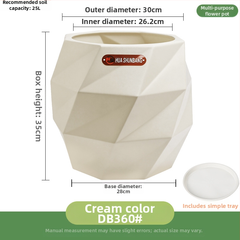 Rombinės formos gėlių indas iš dervos, grindinis laikiklis, Šiaurės minimalistinio stiliaus