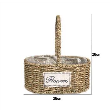 Šiaudų pynimo puodas gėlėms, pastoralinio stiliaus, kvėpuojantis ir patvarus, vandens taupantis, tinkamas staliniam ir grindiniam naudojimui (kvėpuojantis, patvarus, vandens taupantis, staliniam/grindiniam naudojimui)