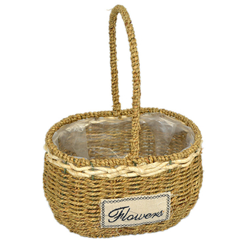 Šiaudų pynimo puodas gėlėms, pastoralinio stiliaus, kvėpuojantis ir patvarus, vandens taupantis, tinkamas staliniam ir grindiniam naudojimui (kvėpuojantis, patvarus, vandens taupantis, staliniam/grindiniam naudojimui)