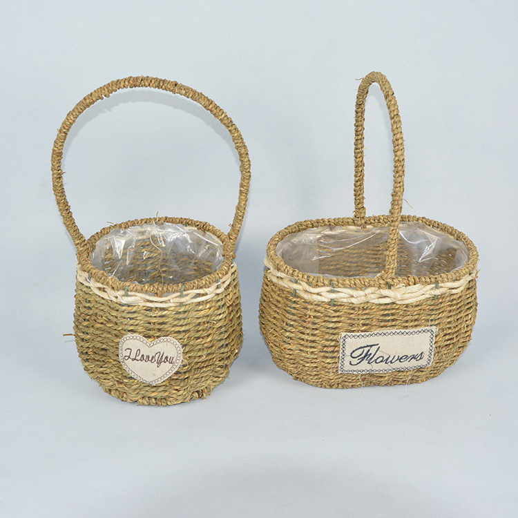 Šiaudų pynimo puodas gėlėms, pastoralinio stiliaus, kvėpuojantis ir patvarus, vandens taupantis, tinkamas staliniam ir grindiniam naudojimui (kvėpuojantis, patvarus, vandens taupantis, staliniam/grindiniam naudojimui)