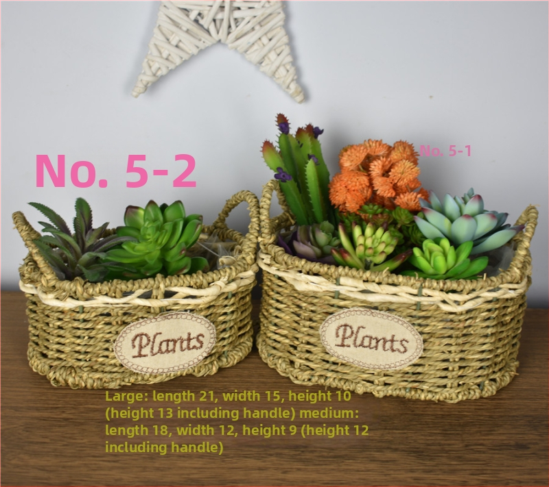 Šiaudų pynimo puodas gėlėms, pastoralinio stiliaus, kvėpuojantis ir patvarus, vandens taupantis, tinkamas staliniam ir grindiniam naudojimui (kvėpuojantis, patvarus, vandens taupantis, staliniam/grindiniam naudojimui)