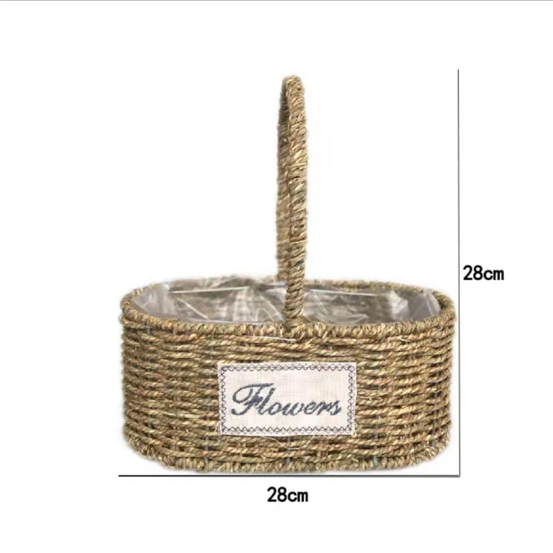 Šiaudų pynimo puodas gėlėms, pastoralinio stiliaus, kvėpuojantis ir patvarus, vandens taupantis, tinkamas staliniam ir grindiniam naudojimui (kvėpuojantis, patvarus, vandens taupantis, staliniam/grindiniam naudojimui)