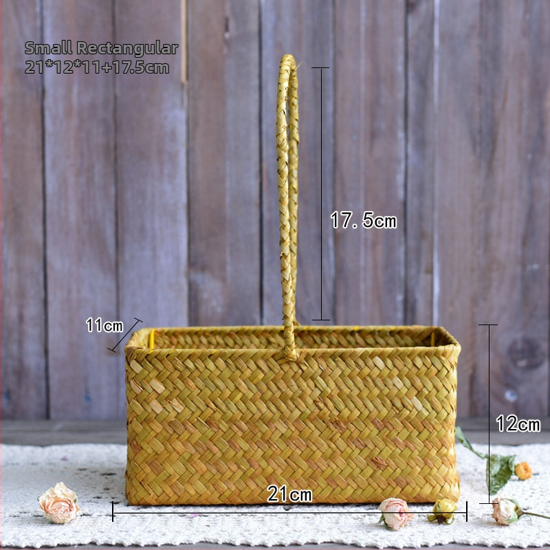 Rankomis pintas šiaudinės gėlių krepšelis su vazonėliu – kvėpuojantis, tvirtas, natūralus ratano-bambuko dizainas