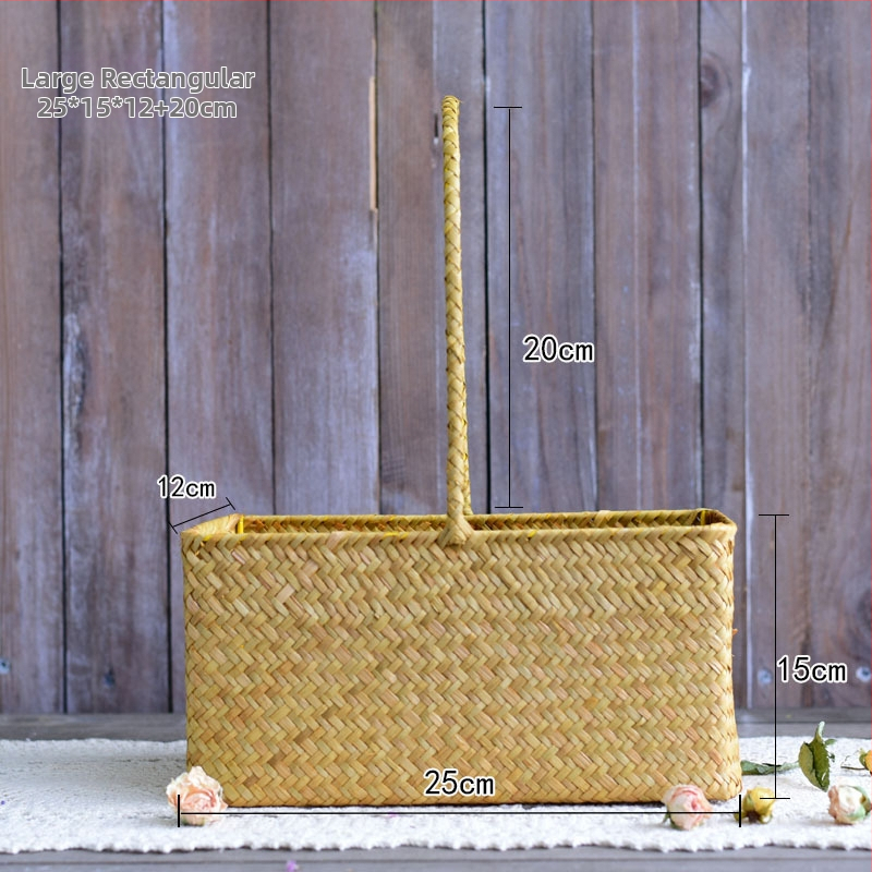 Rankomis pintas šiaudinės gėlių krepšelis su vazonėliu – kvėpuojantis, tvirtas, natūralus ratano-bambuko dizainas