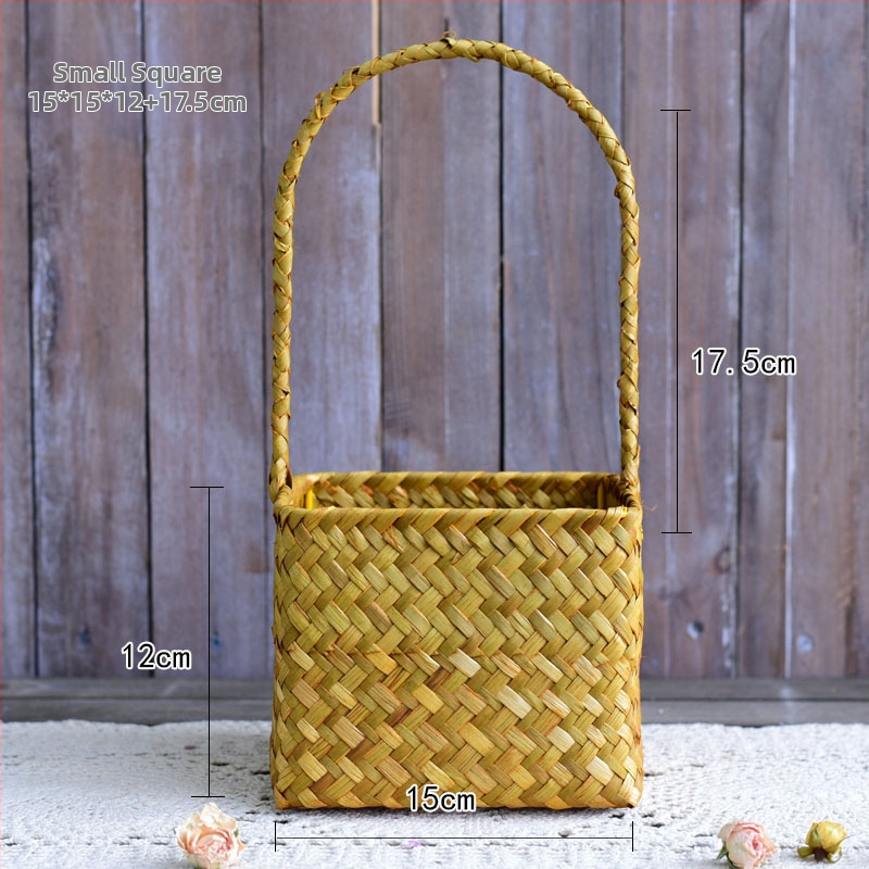 Rankomis pintas šiaudinės gėlių krepšelis su vazonėliu – kvėpuojantis, tvirtas, natūralus ratano-bambuko dizainas